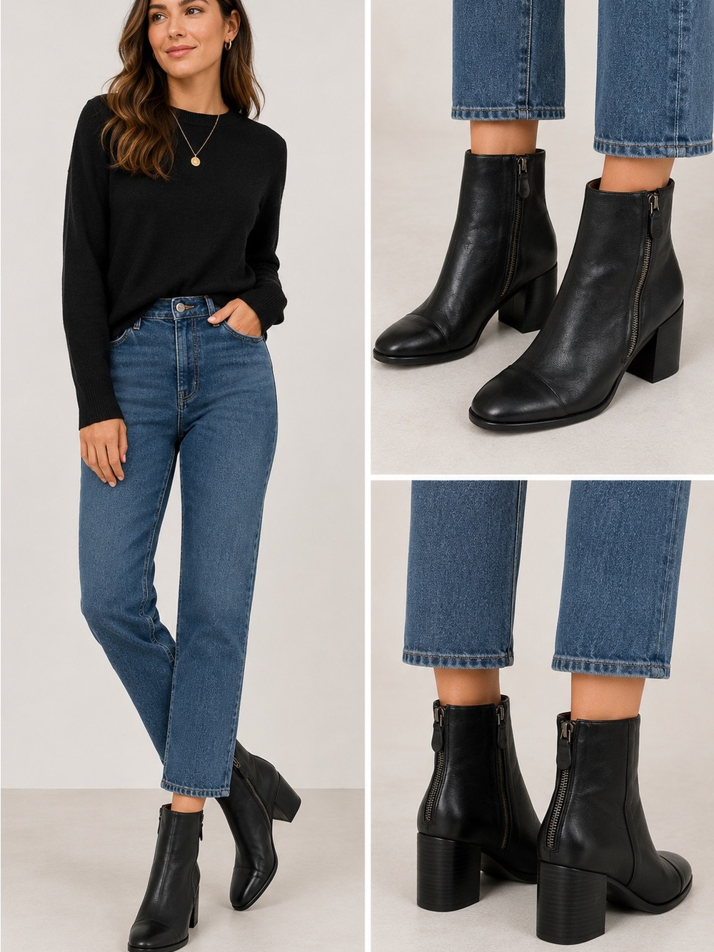 256. Gentle Souls by Kenneth Cole Black Leather Block Heel Ankle Boots